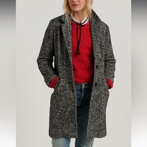 Lucky Brand Wool Herringbone coat, black, size small
